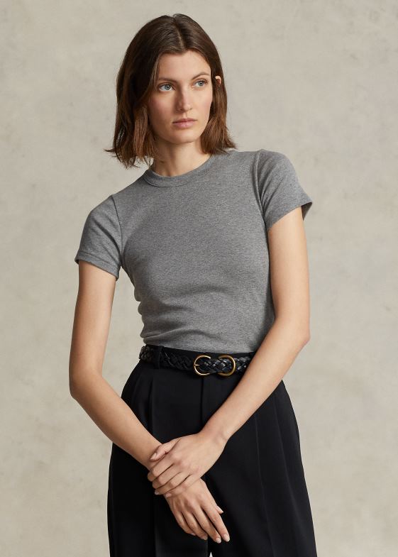 erica verde molid femei Ralph Lauren tricou din bumbac cu nervuri 046882880