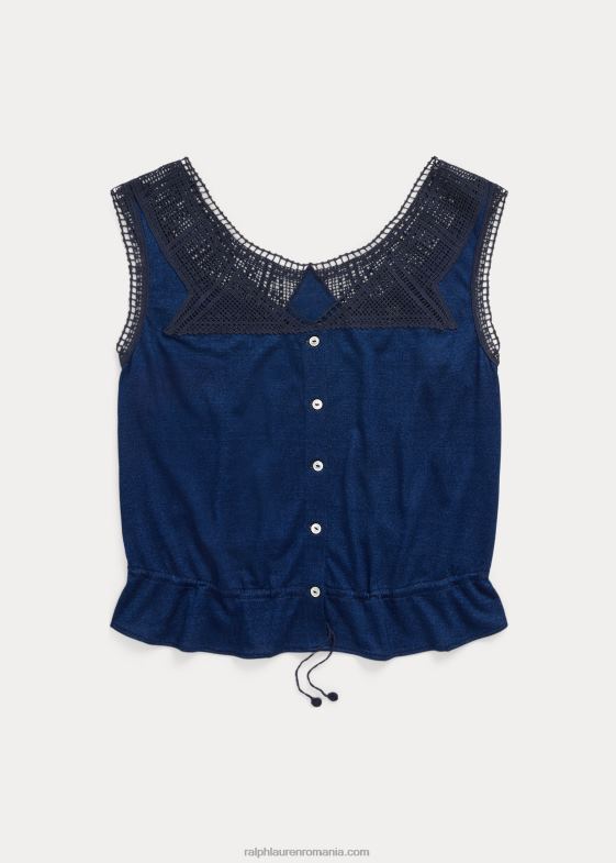 indigo femei Ralph Lauren camisol cu ​​garnituri croșetate 046883639