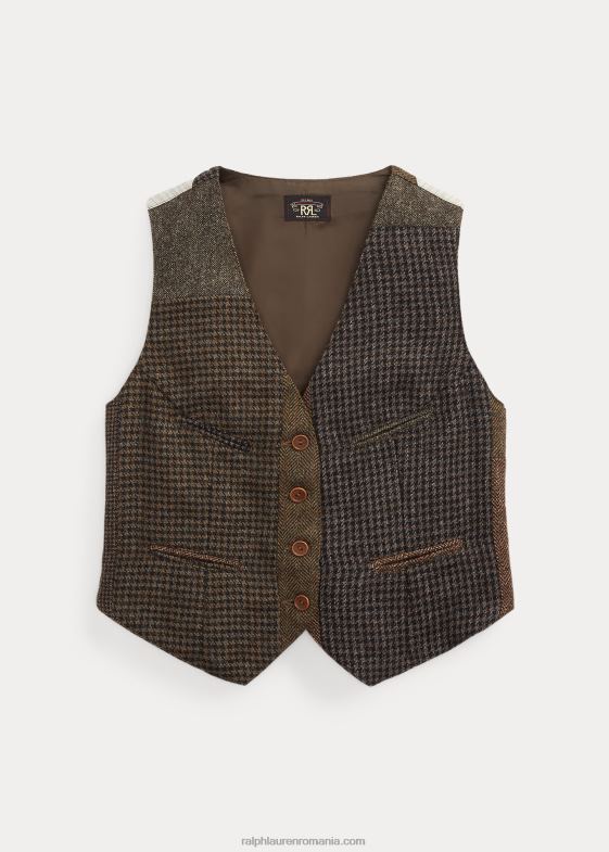 măsline/cărbune/tan multi femei Ralph Lauren vestă din tweed mozaic 046883678