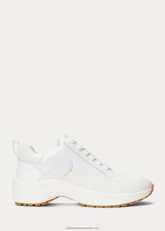 alb/crema club house femei Ralph Lauren adidași din piele reaghan și piele de căprioară 046885127