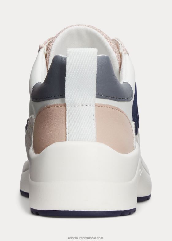 alb/roz deschis/marin femei Ralph Lauren Adidași din piele și jacquard cu logo reaghan 046885086