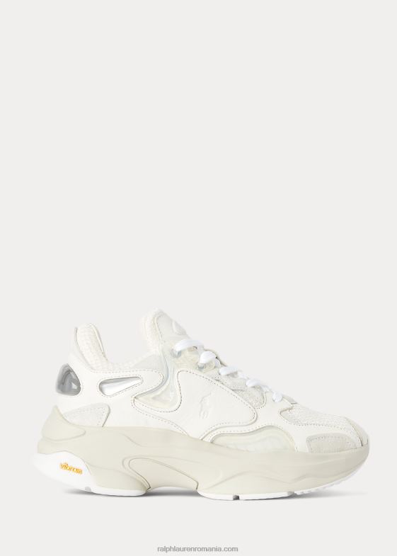 alb/stuc/argintiu femei Ralph Lauren adidași cu logo tech 046889624