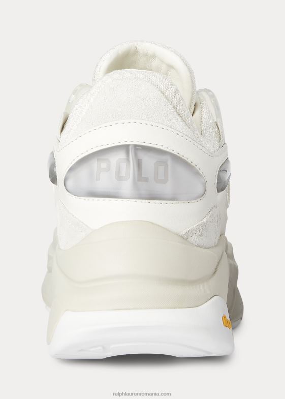 alb/stuc/argintiu femei Ralph Lauren adidași cu logo tech 046889624