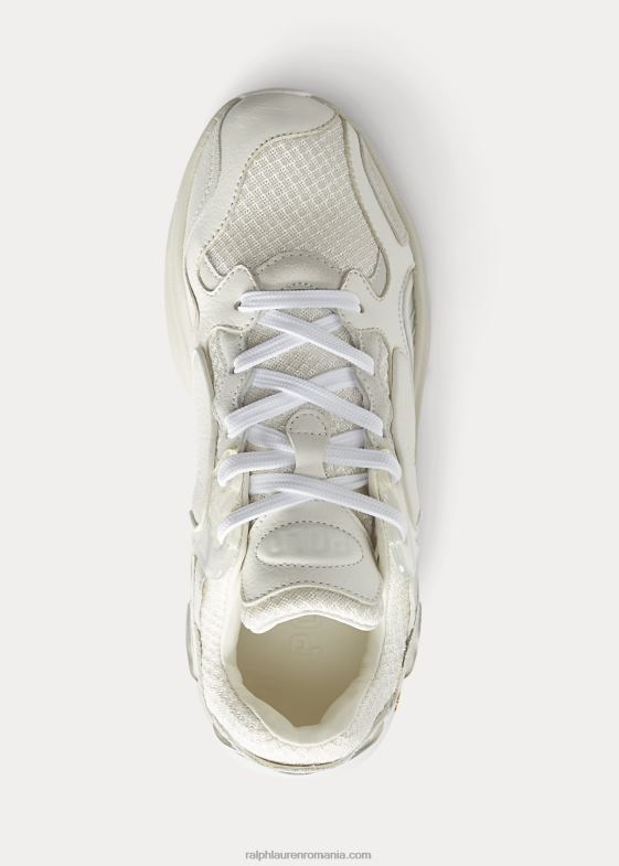 alb/stuc/argintiu femei Ralph Lauren adidași cu logo tech 046889624
