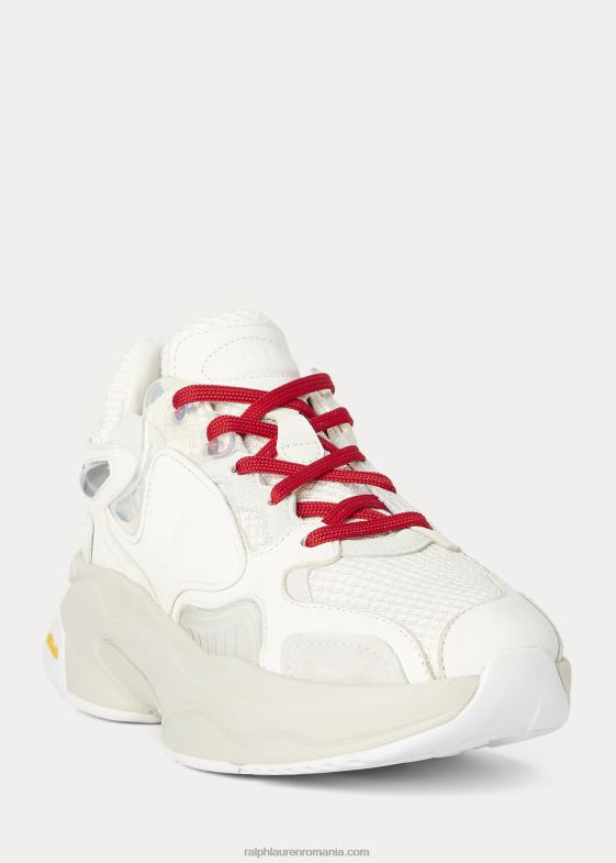 alb/stuc/argintiu femei Ralph Lauren adidași cu logo tech 046889624