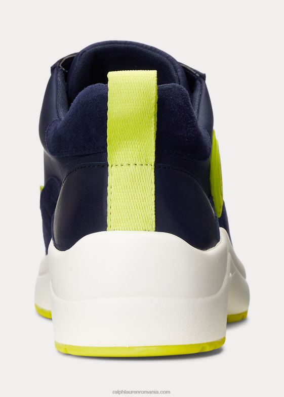 bleumarin francez/key lime femei Ralph Lauren adidași din piele reaghan și piele de căprioară 046885126