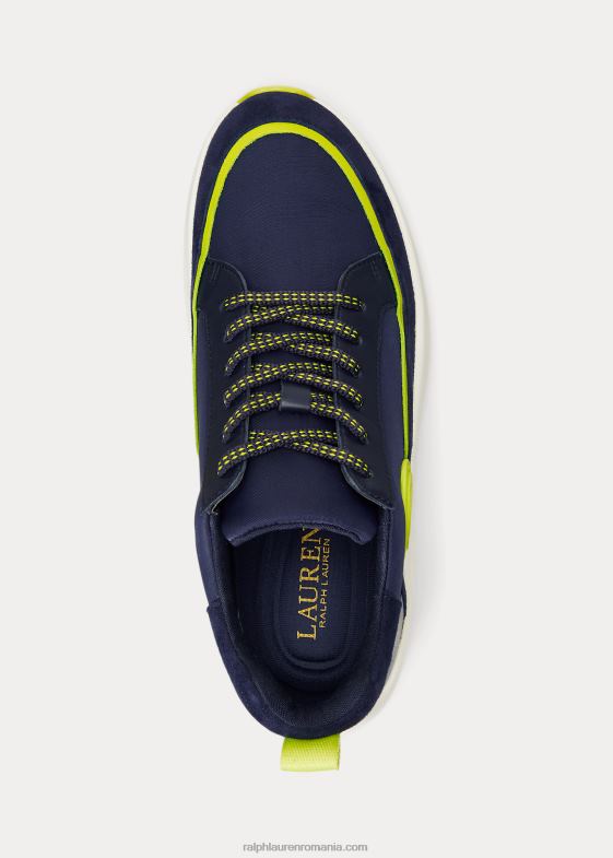 bleumarin francez/key lime femei Ralph Lauren adidași din piele reaghan și piele de căprioară 046885126