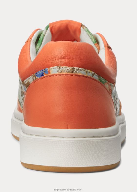 coral kaki/portside femei Ralph Lauren adidași hailey cu monogramă florală jacquard 046885128