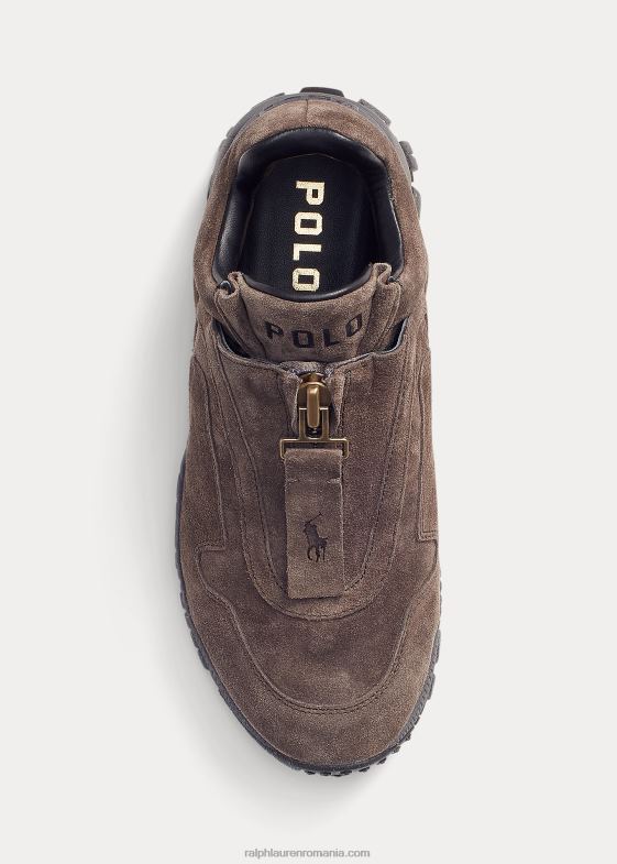 gri inchis femei Ralph Lauren Adidași cu fermoar din piele de căprioară grayson 046885109