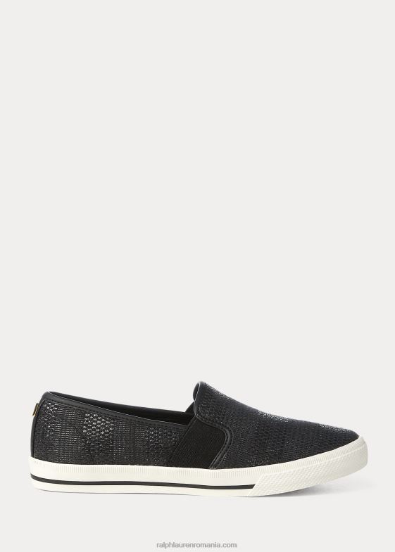 negru femei Ralph Lauren adidași slip-on țesuți jinny 046885082