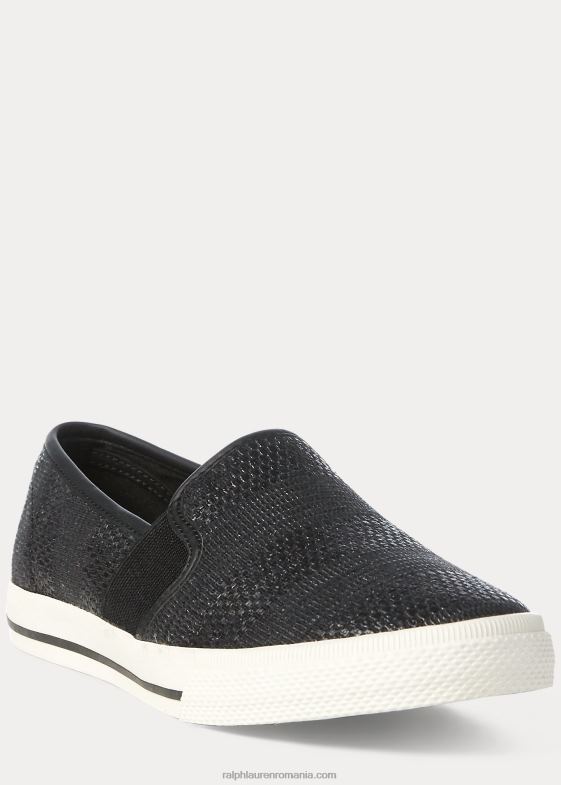 negru femei Ralph Lauren adidași slip-on țesuți jinny 046885082