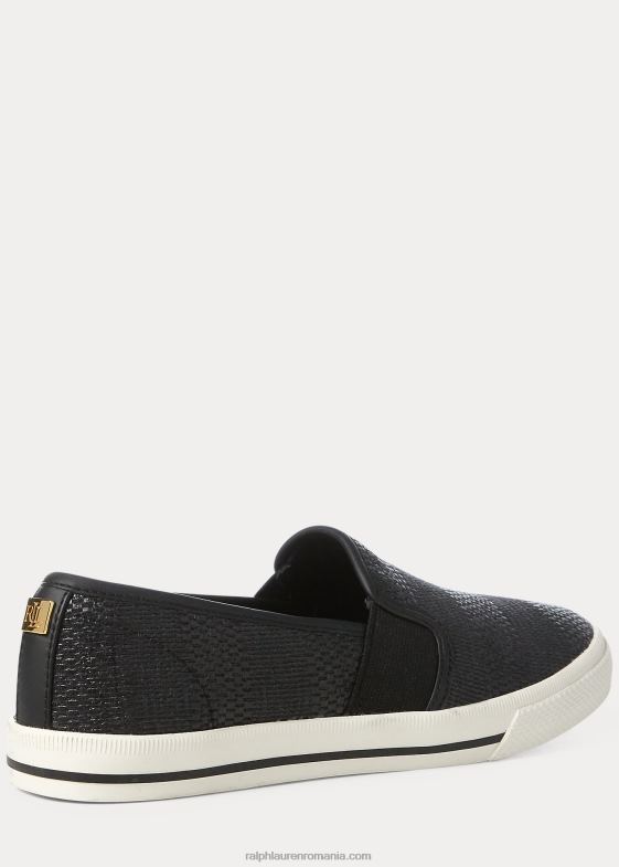 negru femei Ralph Lauren adidași slip-on țesuți jinny 046885082