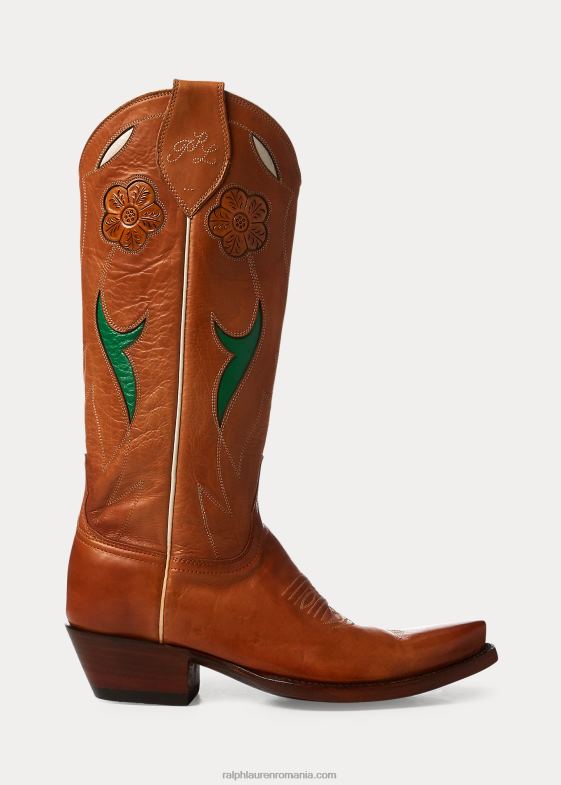 bronzat femei Ralph Lauren cizme de cowboy din piele selene 046889635