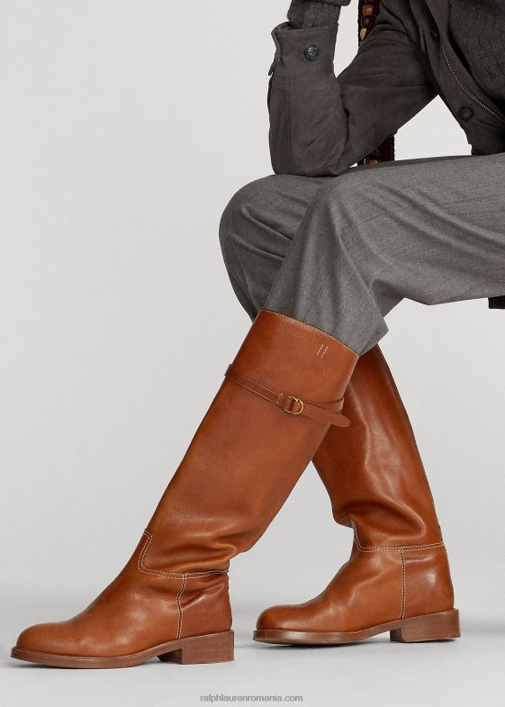 cuoio femei Ralph Lauren cizme de călărie din piele vachetta 046889642