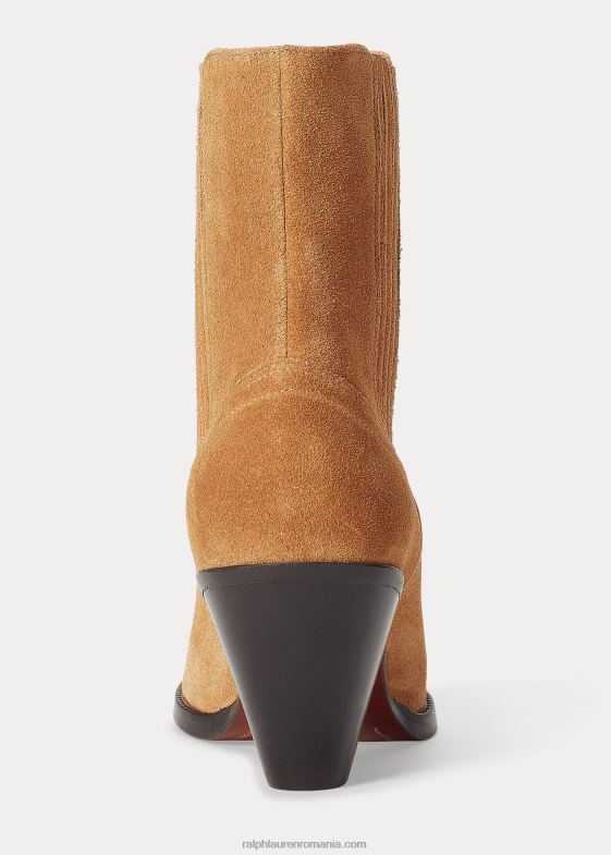 nisip femei Ralph Lauren cizme de cowboy lowrey de piele intoarsa 046885117
