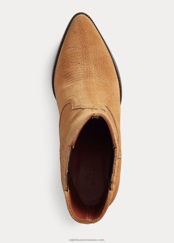 nisip femei Ralph Lauren cizme de cowboy lowrey de piele intoarsa 046885117