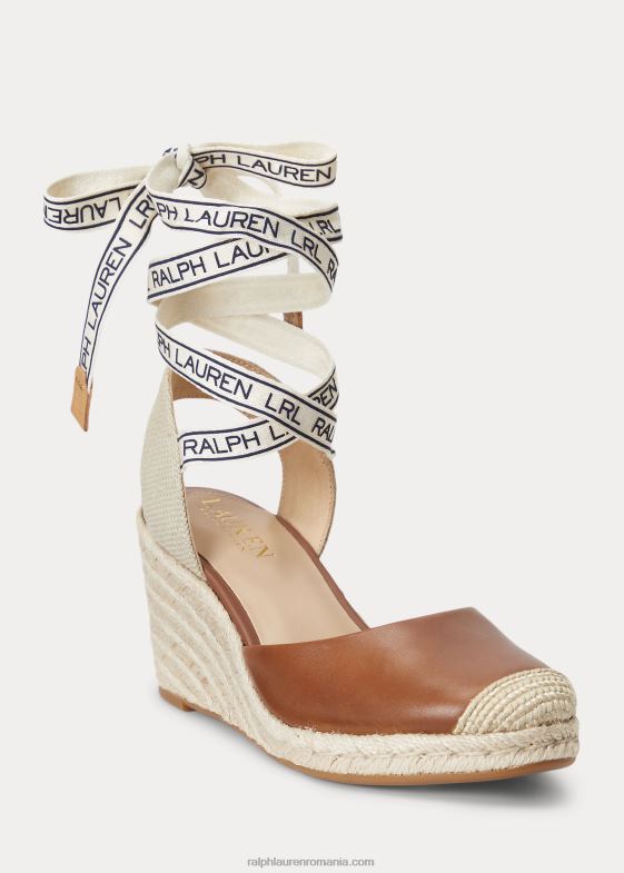 bronz profund femei Ralph Lauren espadrile din piele paislee 046885043