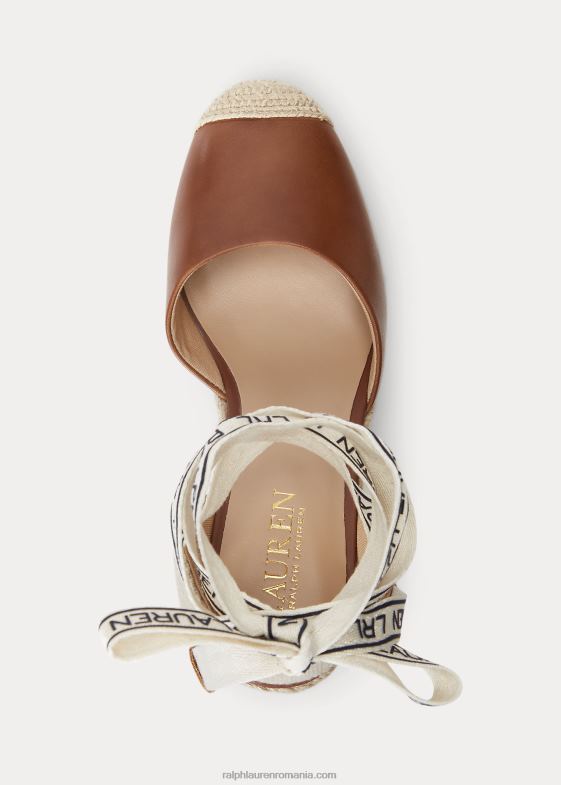 bronz profund femei Ralph Lauren espadrile din piele paislee 046885043