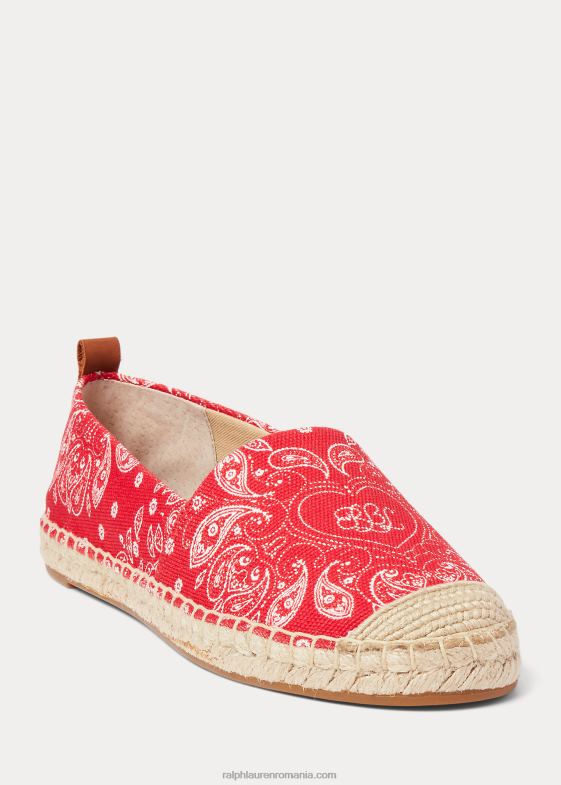 roșu/bronzant adânc femei Ralph Lauren espadrile din pânză cu imprimeu cameryn iii 046885124