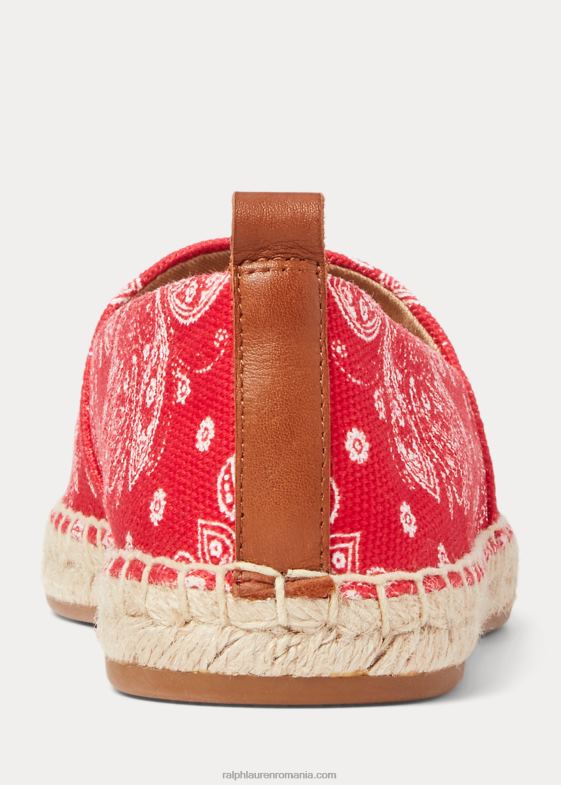 roșu/bronzant adânc femei Ralph Lauren espadrile din pânză cu imprimeu cameryn iii 046885124