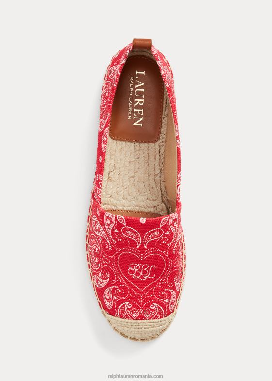 roșu/bronzant adânc femei Ralph Lauren espadrile din pânză cu imprimeu cameryn iii 046885124