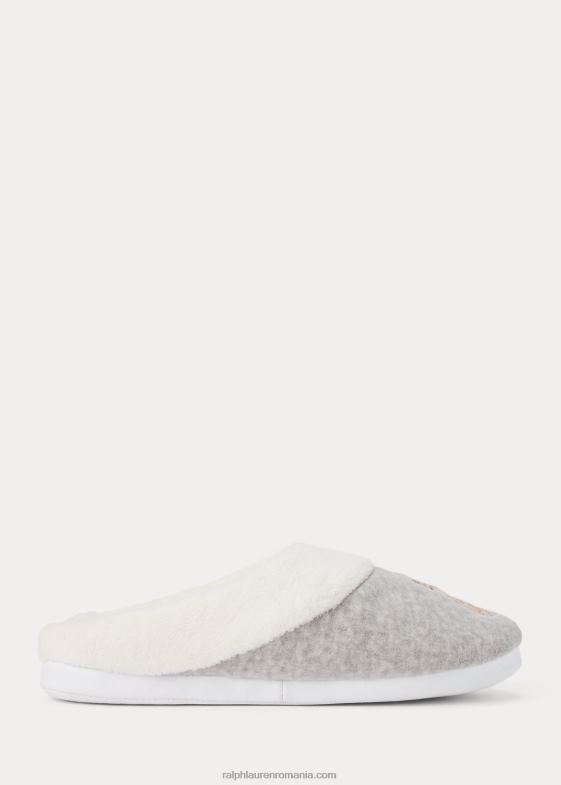 erica gri femei Ralph Lauren papuc cu logo fleece 046889719