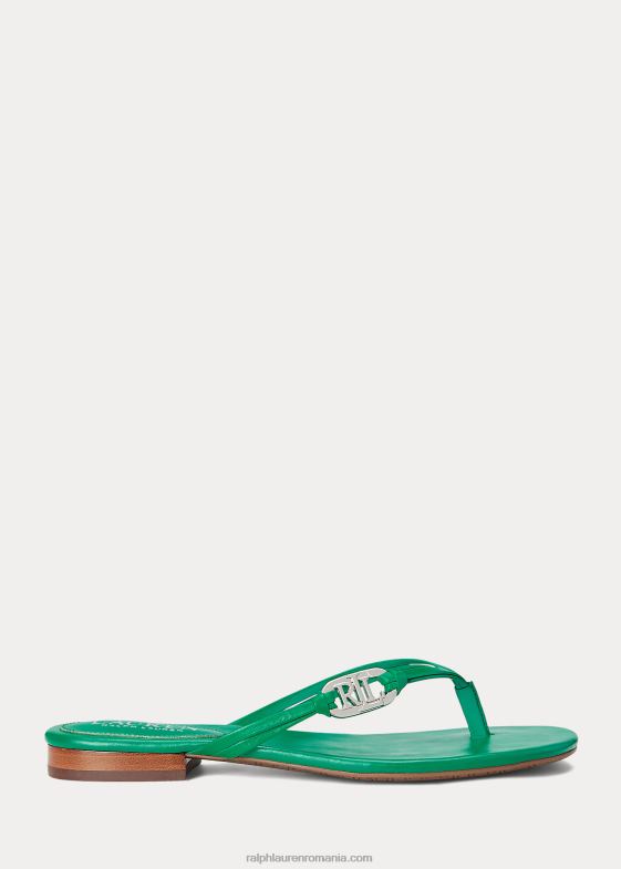 frunza de palmier femei Ralph Lauren flip-flop din piele nappa emalia 046889711