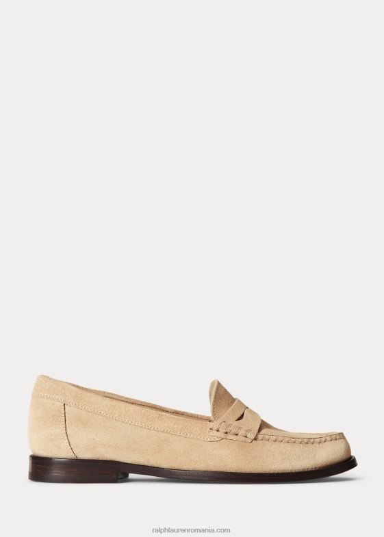 bronz de dună femei Ralph Lauren mocasnic penny din piele de vițel căptușită 046889608