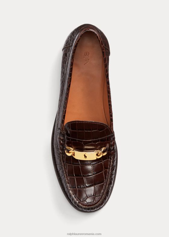 ciocolată femei Ralph Lauren loafer cu imprimare croco id polo 046889616