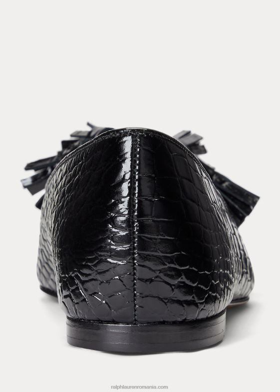 negru femei Ralph Lauren loafer din piele gofrată ashtyn 046889614