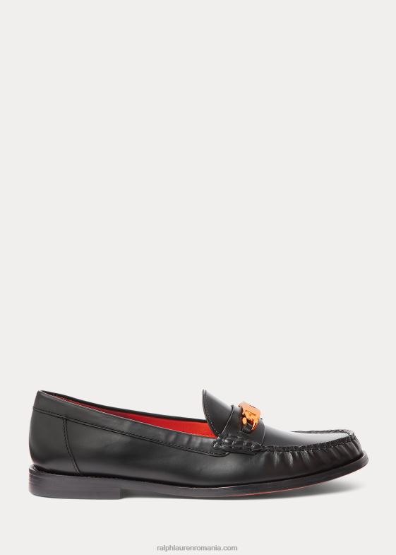 negru femei Ralph Lauren loafer polo id din piele de vițel 046889610
