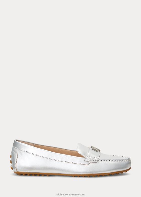 argintiu strălucitor femei Ralph Lauren șofer din piele nappa metalizată barnsbury 046885071