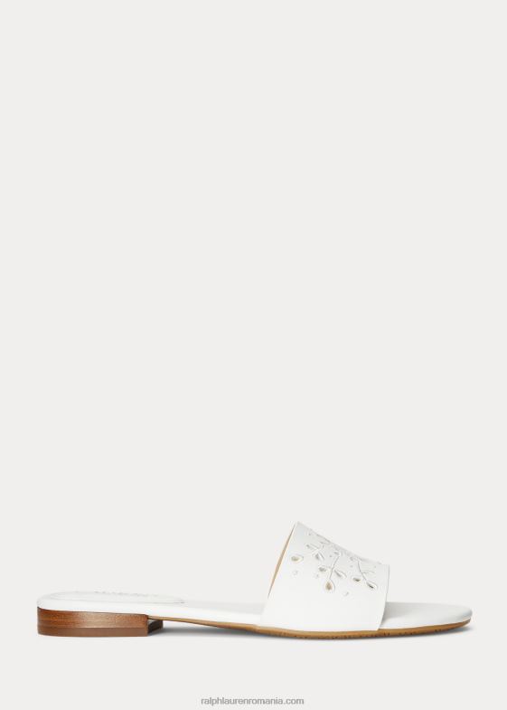 Albă ca Zăpada femei Ralph Lauren Andee sandale din piele cu ochi 046884992