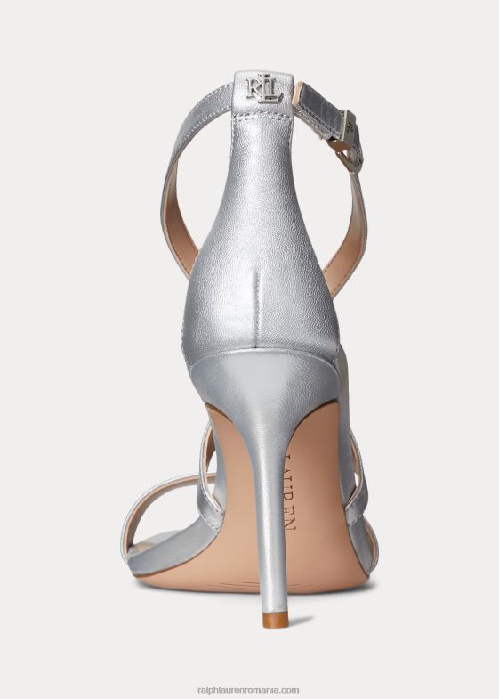 argintiu strălucitor femei Ralph Lauren sandale gabriele din piele metalica 046885023