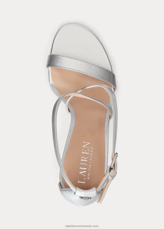 argintiu strălucitor femei Ralph Lauren sandale gabriele din piele metalica 046885023