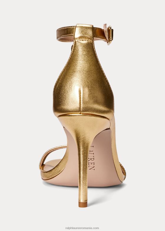 aur modern femei Ralph Lauren Sandale din piele nappa metalizată Kate 046889720