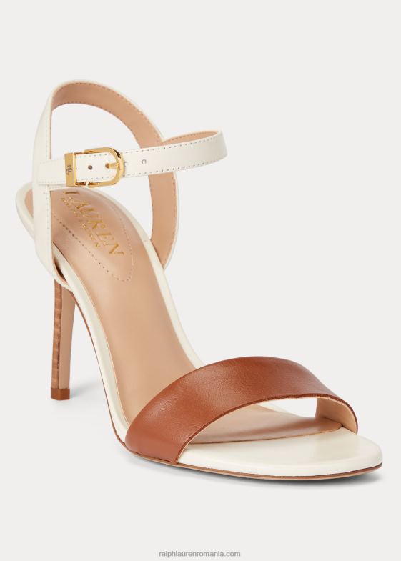 bronz profund/vanilie femei Ralph Lauren sandale din piele nappa Gwen 046885018