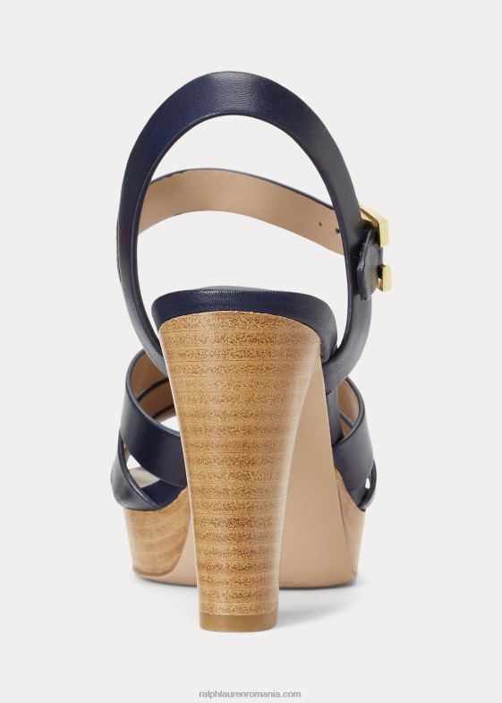 marina rafinată femei Ralph Lauren sandală soffia din piele lustruită 046884998