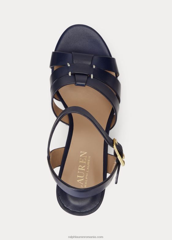 marina rafinată femei Ralph Lauren sandală soffia din piele lustruită 046884998