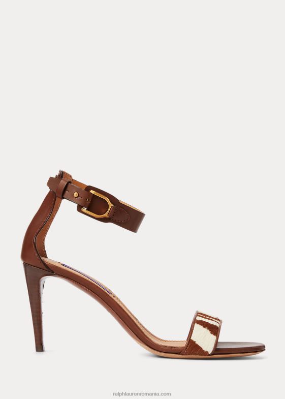 maro/crem femei Ralph Lauren sandală channing welington lustruită 046889667