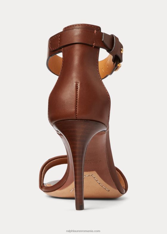 maro/crem femei Ralph Lauren sandală channing welington lustruită 046889667