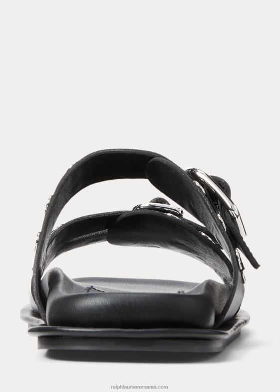 negru femei Ralph Lauren sandală din piele de miel cu împânzire ezra 046884962