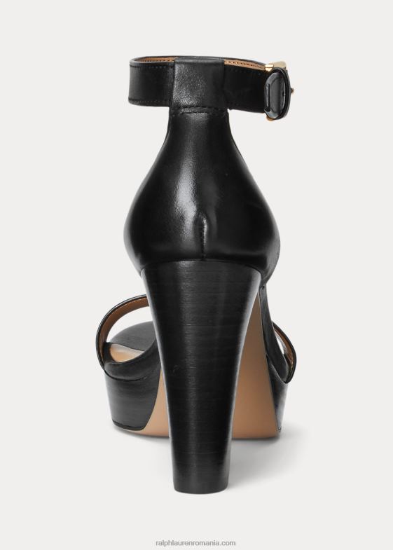 negru femei Ralph Lauren sandală sylvia din piele lustruită 046885021