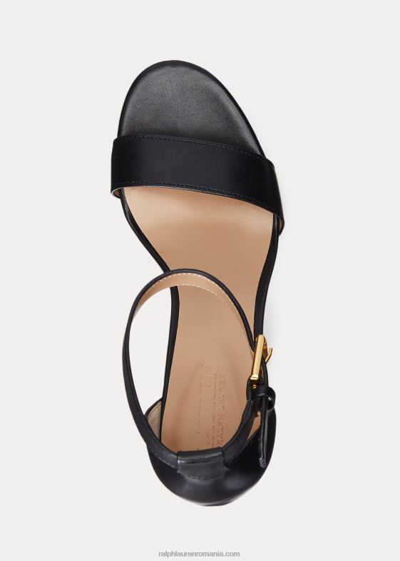 negru femei Ralph Lauren sandală sylvia din piele lustruită 046885021