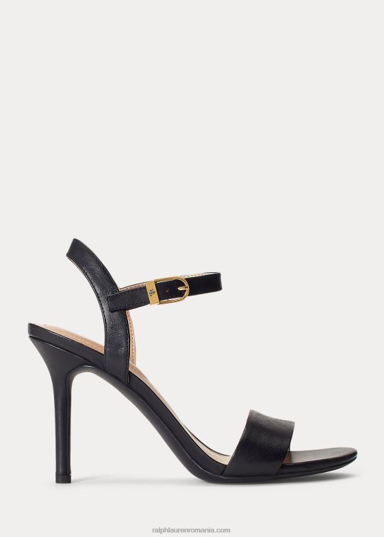 negru femei Ralph Lauren sandale gwen din piele lustruită 046885024