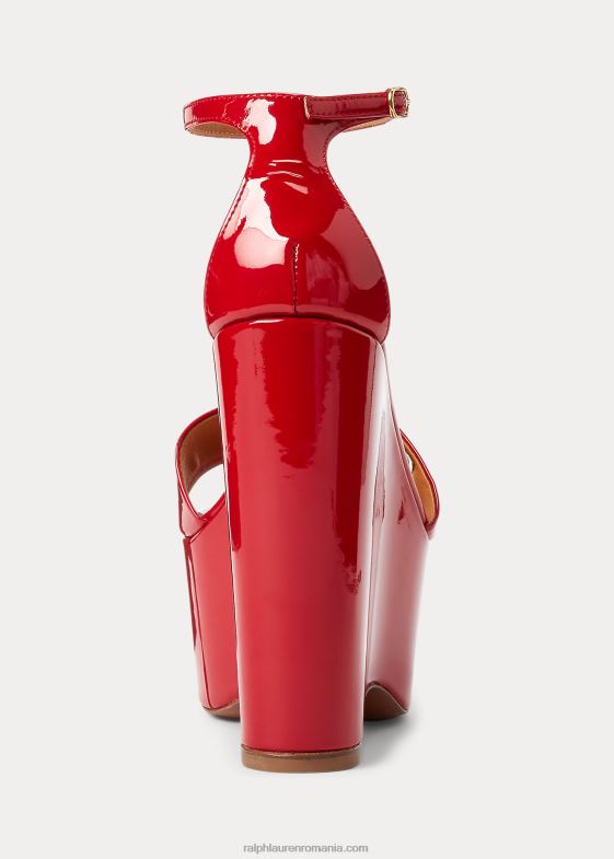 roșu femei Ralph Lauren Sandale din piele de vițel lacuită allston 046889668