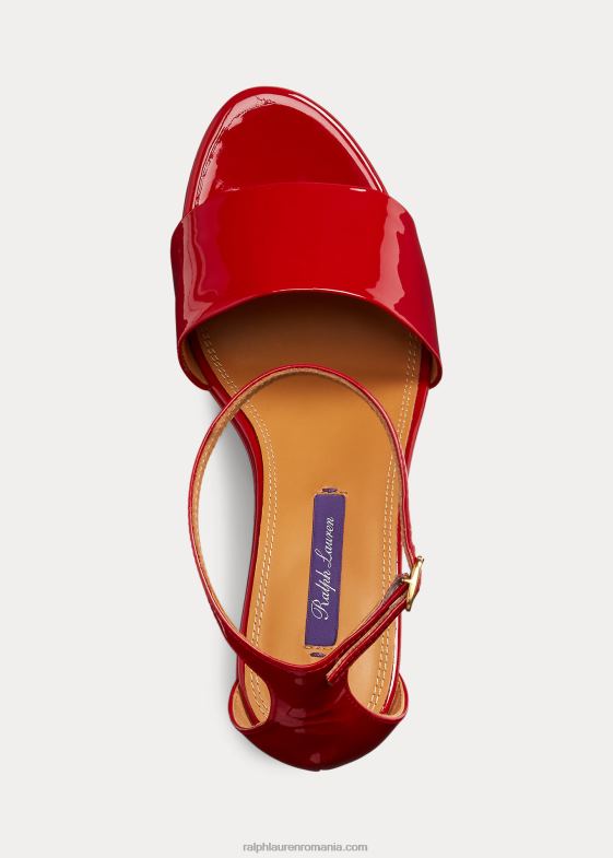 roșu femei Ralph Lauren Sandale din piele de vițel lacuită allston 046889668