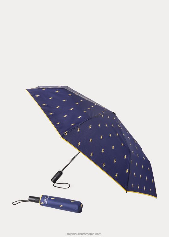 bleumarin și galben unisex Ralph Lauren ponei umbrelă pliabilă 046882697