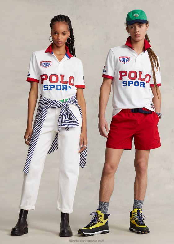 alb clasic oxford unisex Ralph Lauren tricou de rugby polo sport cu ochiuri clasice 04688971