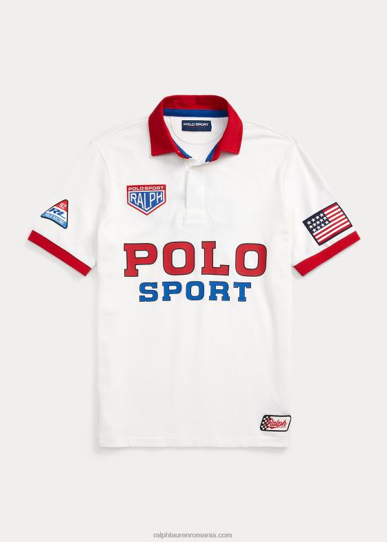 alb clasic oxford unisex Ralph Lauren tricou de rugby polo sport cu ochiuri clasice 04688971